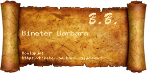 Bineter Barbara névjegykártya